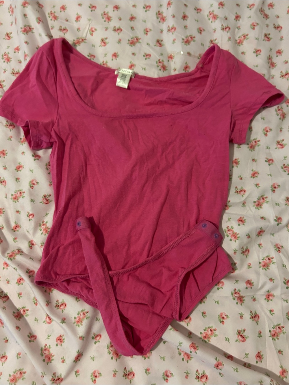 Bozzolo Hot Pink Scoop Neck Short Sleeve Bodysuit